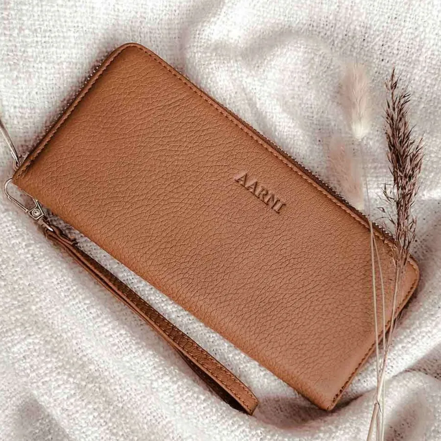 Hirvennahkainen Clutch, Konjakki/Hopea>Aarni Flash Sale