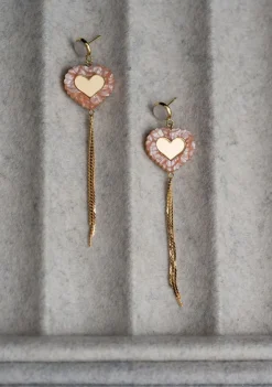 Hearts Korvakorut Ketjulla, Beige/Kulta>Butoni Shop