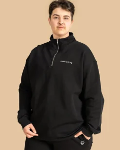 Riva Half-Zip Collegepaita, Musta>Riva Clothing Hot