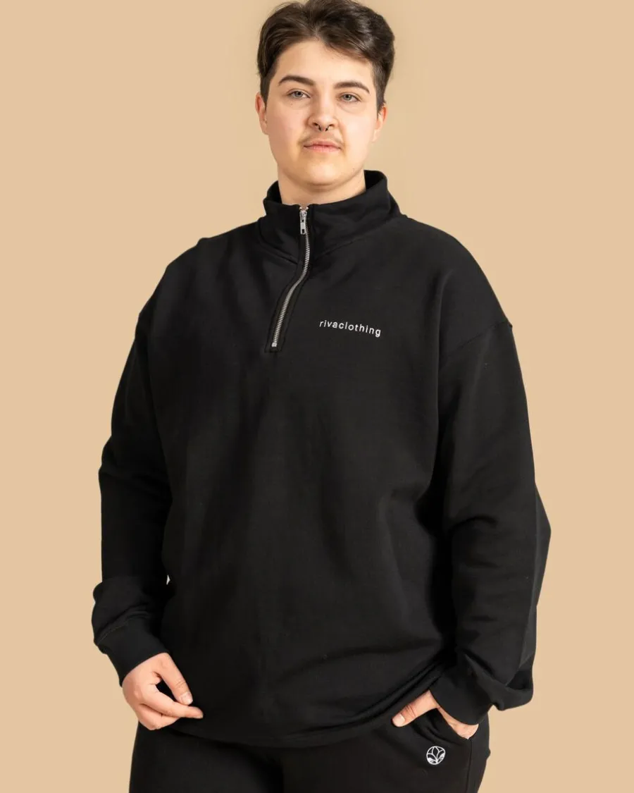 Riva Half-Zip Collegepaita, Musta>Riva Clothing Hot