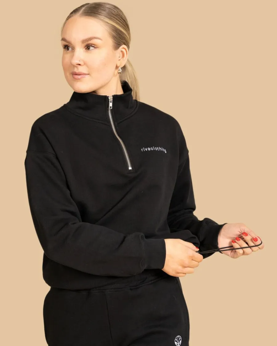 Riva Half-Zip Collegepaita, Musta>Riva Clothing Hot