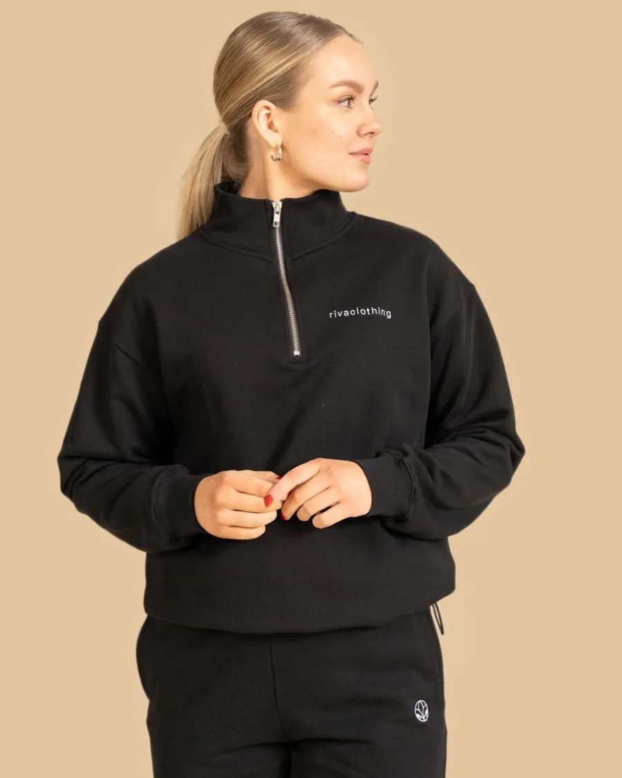 Riva Half-Zip Collegepaita, Musta>Riva Clothing Hot