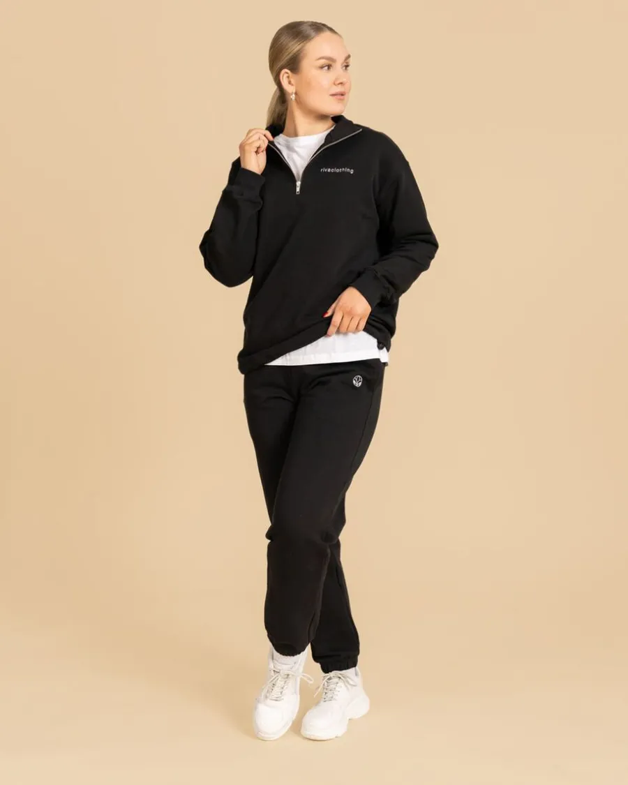 Riva Half-Zip Collegepaita, Musta>Riva Clothing Hot