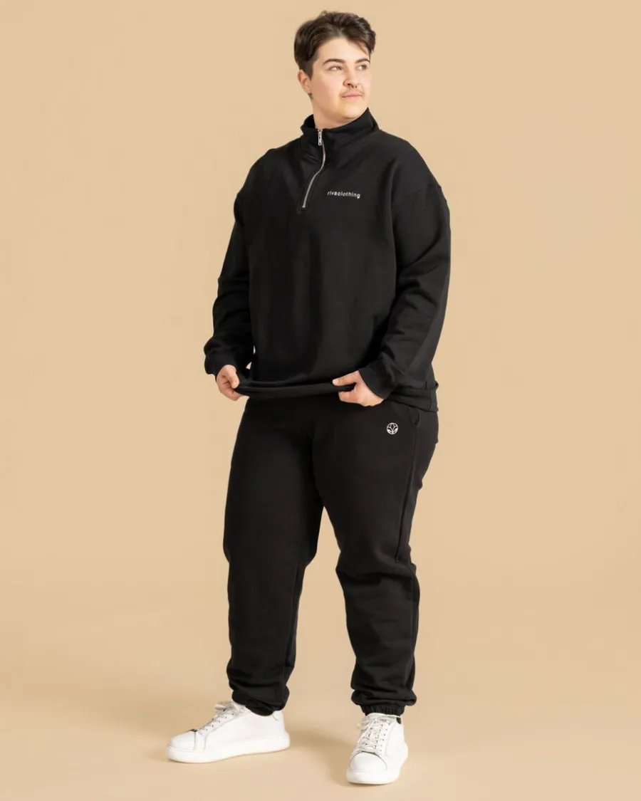Riva Half-Zip Collegepaita, Musta>Riva Clothing Hot