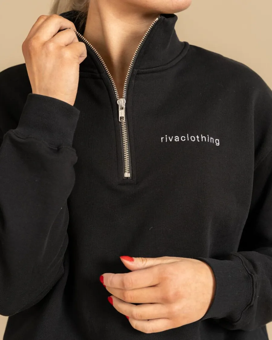 Riva Half-Zip Collegepaita, Musta>Riva Clothing Hot